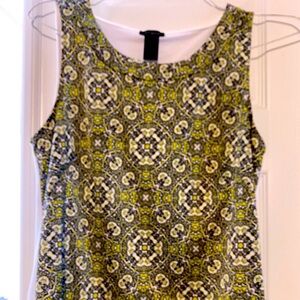 Ann Taylor stylish green, black and white sleeveless top.